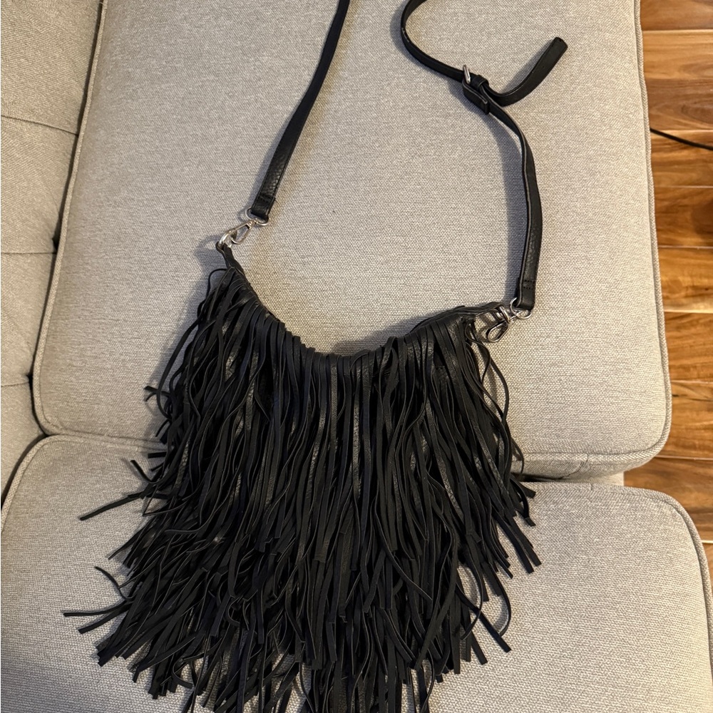 Fringe Black Shoulder Bag